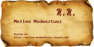 Melles Modesztusz névjegykártya